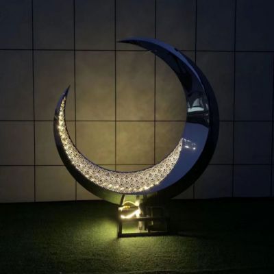 镜面月亮雕塑制作厂家 月亮雕塑设计